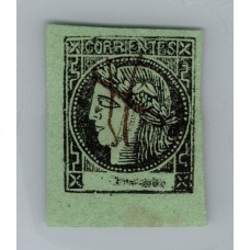 ARGENTINA 1864 GJ 4 CORRIENTES COLOR VERDE AMARILLO ESTAMPILLA TIPO 4 DE LA PLANCHA GRANDES MARGENES U$ 45