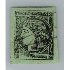 ARGENTINA 1864 GJ 4 CORRIENTES COLOR VERDE AMARILLO ESTAMPILLA TIPO 7 DE LA PLANCHA MUY LINDA U$ 45