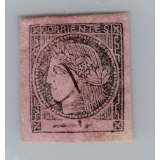 ARGENTINA 1876 GJ 11 CORRIENTES ESTAMPILLA DE BUENOS MARGENES COLOR ROSA LILA USADO TIPO 6 DE LA PLANCHA U$ 77