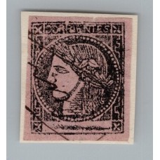 ARGENTINA 1874 GJ 8A CORRIENTES ESTAMPILLA COLOR LILA ROSA USADO TIPO 5 DE LA PLANCHA, RARISIMA PLUMA ex COLECCIÓN LOWEY