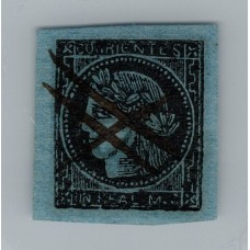 ARGENTINA 1856 GJ 1c CORRIENTES VARIEDAD IMPRESION ACEITOSA CON GRANDES MARGENES TIPO 5 DE LA PLANCHA U$ 90