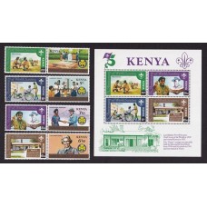 BOY SCOUTS KENYA SERIE COMPLETA + HOJA BLOQUE NUEVA MINT SCOUT