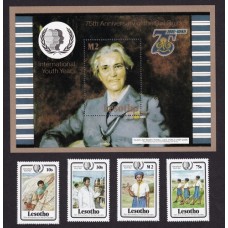 BOY SCOUTS LESOTHO SERIE COMPLETA + HOJA BLOQUE NUEVA MINT SCOUT