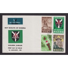 BOY SCOUTS NIGERIA 1965 SOBRE ILUSTRADO CON MATASELLO ESPECIAL SCOUT