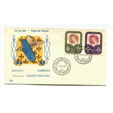 BOY SCOUT LUXEMBURGO 1957 SOBRE ILUSTRADO CON MATASELLO SCOUTS
