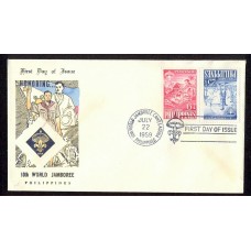 BOY SCOUTS FILIPINAS 1959 SOBRE ESPECIAL CON ESTAMPILLAS SE-TENANT SCOUT