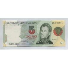 ARGENTINA COL. 741c BILLETE DE $ 5 CONVERTIBLES A-UNC