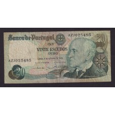 PORTUGAL 1978 BILLETE DE 20 ESCUDOS