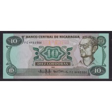 NICARAGUA 1985 BILLETE DE 10 CORDOBAS SIN CIRCULAR