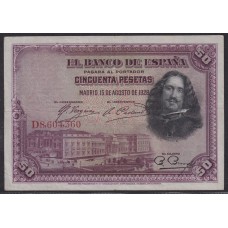 ESPAÑA 1928 BILLETE DE 50 PESETAS