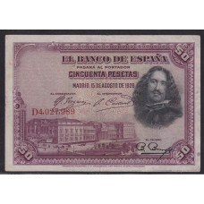 ESPAÑA 1928 BILLETE DE 50 PESETAS
