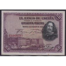 ESPAÑA 1928 BILLETE DE 50 PESETAS