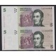 ARGENTINA COL. 763b BILLETE DE 1 PESO CONVERTIBLE SIN CIRCULAR UNC BOT. 3302 EN PAREJA VERTICAL SIN DENTAR