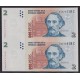 ARGENTINA COL. 754f BILLETE DE 1 PESO CONVERTIBLE SIN CIRCULAR UNC BOT. 3206 EN PAREJA VERTICAL SIN DENTAR