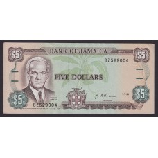 JAMAICA 1991 5 DOLARES BILLETE SIN CIRCULAR, UNC