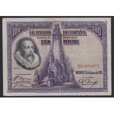 ESPAÑA 1928 BILLETE DE 100 PESETAS