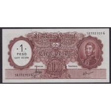 ARGENTINA COL. 551a BILLETE DE 1 PESO LEY 18.188RESELLADO MUY BUEN ESTADO