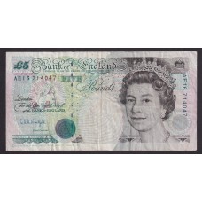 INGLATERRA 1990 BILLETE DE 5 LIBRAS