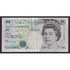 INGLATERRA 1990 BILLETE DE 5 LIBRAS