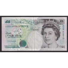 INGLATERRA 1990 BILLETE DE 5 LIBRAS