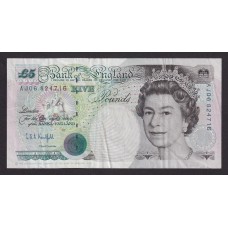 INGLATERRA 1990 BILLETE DE 5 LIBRAS