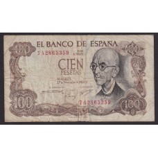 ESPAÑA 1970 BILLETE DE 100 PESETAS