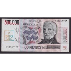 ARGENTINA COL. 733a BILLETE DE 500.000 AUSTRALES RESELLO TRANSITORIO BOT 2897 RARO