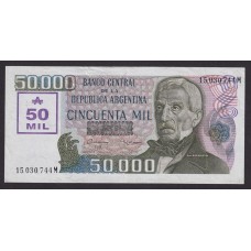 ARGENTINA COL. 732a BILLETE DE 50.000 AUSTRALES RESELLO TRANSITORIO ESTUPENDO BOT 2884