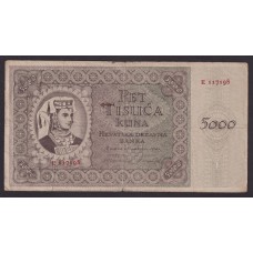 CROACIA 1943 SEGUNDA GUERRA MUNDIAL BILLETE DE  5.000 KUNA