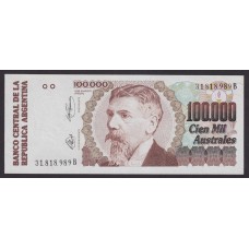 ARGENTINA COL. 728a BILLETE DE 100.000 AUSTRALES SIN CIRCULAR BOT 2895 UNC U$ 100