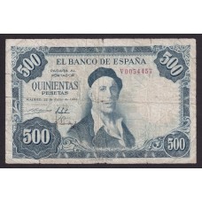 ESPAÑA 1954 BILLETTE DE QUINIENTAS PESETAS