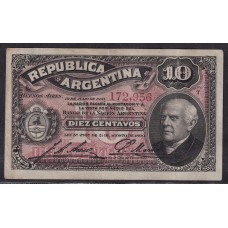 ARGENTINA COL. 049 BOT. 1046 BILLETE DE $ 0,10 FRACCIONARIO AÑO 1895 DE GRAN CALIDAD XF U$ 30