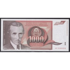 YUGOSLAVIA 1992 BILLETE DE 1.000 DINARAS SIN CIRCULAR UNC NICOLA TESLA