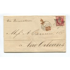 FRANCIA 1868 PLIEGO COMPLETO CON SELLO DE 80 Cts NAPOLEON LAUREADO ENVIADA VIA IRLANDA MARCA ROJA PD Y TAXA DE 3 Cts. HERMOSA PIEZA