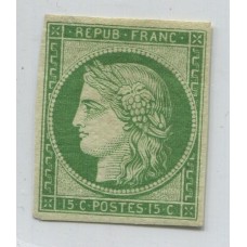 FRANCIA 1849 Yv. 2 CERES ESTAMPILLA NUEVA CON GOMA DE GRAN CALIDAD ESTUPENDO SELLO CLASICO DE LUJO 10.000 EUROS