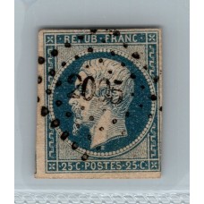 FRANCIA 1852 Yv. 10 CLASICO EL 25 Cts NAPOLEON "REPUBLIC" 50 € RARO