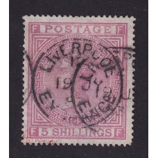 INGLATERRA 1867 Yv. 43 EL 5 SHILLINGS VICTORIA FILIGRANA ANCLA, ESTAMPILLA USADA VALOR ALTO DE LA SERIE HERMOSA CALIDAD 4.300 € SG 130 rarisima 4.000 LIBRAS