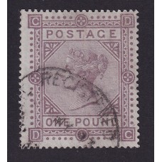 INGLATERRA 1867 Yv. 45 LA LIBRA VICTORIA FILIGRANA ANCLA, ESTAMPILLA USADA VALOR FINAL DE LA SERIE HERMOSA CALIDAD DE LUJO 9.000 € SG 132 rarisima 7.500 LIBRAS