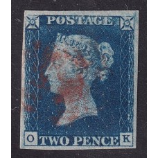 INGLATERRA 1840 Yv. 2 EL COMPAÑERO DEL PENIQUE NEGRO DE MAGNIFICA CALIDAD FINAMENTE USADO MATASELLO ROJO FRESCA IMPRESIÓN 1.000 € DE LUJO EN STANLEY GIBBSON MARCA MUCHO MAS