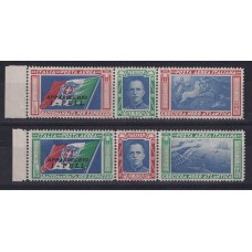 ITALIA Yv. A 048/9 SERIE COMPLETA AEREA DE ESTAMPILLAS NUEVAS CON GOMA TONALIZADA SINO SERIAN MINT, TRIPTICOS PILOTO PELL 250 € en SASSONE 350 €