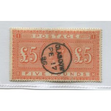 INGLATERRA 1867 Yv. 46 LA 5 LIBRAS !!!  ESTAMPILLA FINAMENTE USADA CON MATASELLO CENTRAL DE HERMOSA CALIDAD PERFECTA POR DONDE SE LA MIRE RARISMA ES SIN DUDAS UNO DE LOS SELLOS MAS EMBLEMATICOS DEL MNDO, LUJO TOTAL 4.300 € en SG. 4.750 LIBRAS