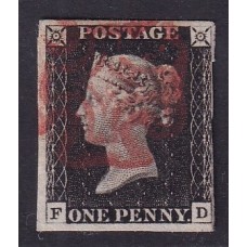 INGLATERRA 1840 Yv. 1 LA PRIMER ESTAMPILLA DEL MUNDO EL EMBLEMATICO PENIQUE NEGRO USADA PLANCHA III DE MUY BUENA CALIDAD 450 €