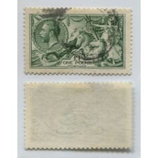 INGLATERRA 1912 Yv. 156 LA LIBRA VERDE DE LOS CABALLOS MARINOS, ESTAMPILLA USADA VALOR FINAL DE LA SERIE FINAMENTE MATASELLADA, MAGNIFICA CALIDAD MUY RARA 1.400 € SG. # 403 1.400 LIBRAS