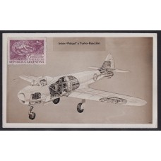 ARGENTINA 1947 PERONISMO TARJETA POSTAL DE AVION PULQUI CON CARACTERISTICAS AL DORSO RARA