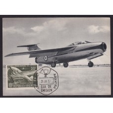 PULQUI II TARJETA POSTAL ALAS ARGENTINAS CON FRASE DE PERON 1951 PERONISMO