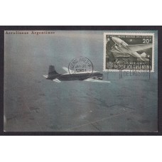 ARGENTINA 1951 TARJETA POSTAL AVION DC-6 DE AEROLINEAS ARGENTINAS
