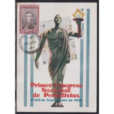 PERONISMO 1951 TARJETA MATASELLADA EN EL PRIMER CONGRESO NACIONAL DE PERIODISTAS, RARA