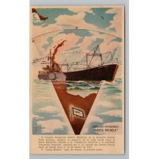 ANTARTIDA ARGENTINA 1951 BARCO CARGUERO PATAGONICO "SANTA MICAELA" TARJETA POSTAL CON PUBLICIDAD DE LA EMPRESA PEREZ COMPANC CIRCULADA