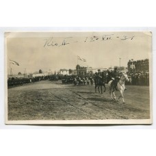 CORDOBA RIO CUARTO 1931 DESFILE MILITAR EN EL CENTRO DE LA CIUDAD ANTIGUA TARJETA POSTAL