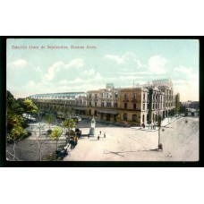 FERROCARRIL ANTIGUA TARJETA POSTAL ESTACION ONCE TRANVIAS